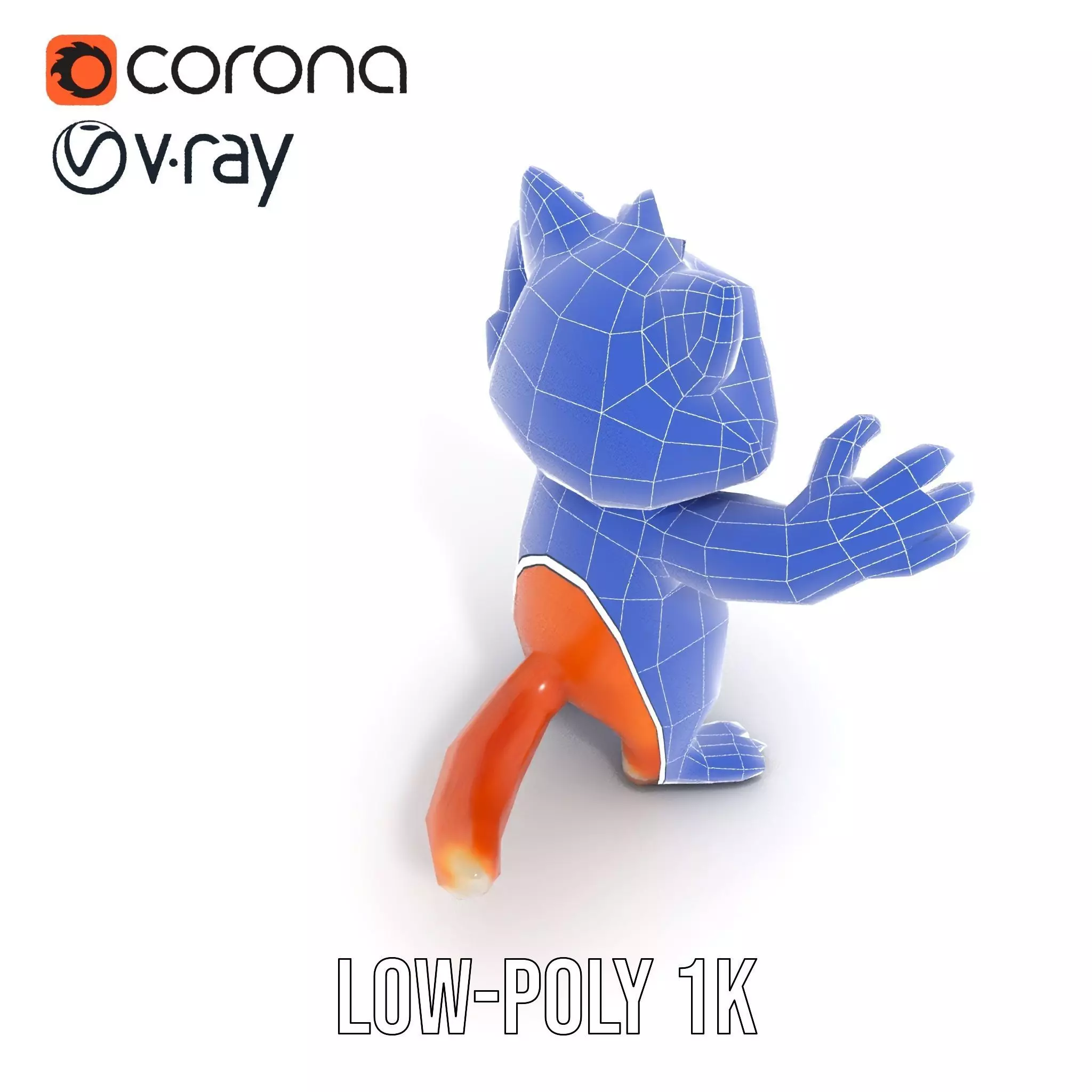 Fluffy Orange Cat Rigged and Animated Character Model Low-poly 3D model_22