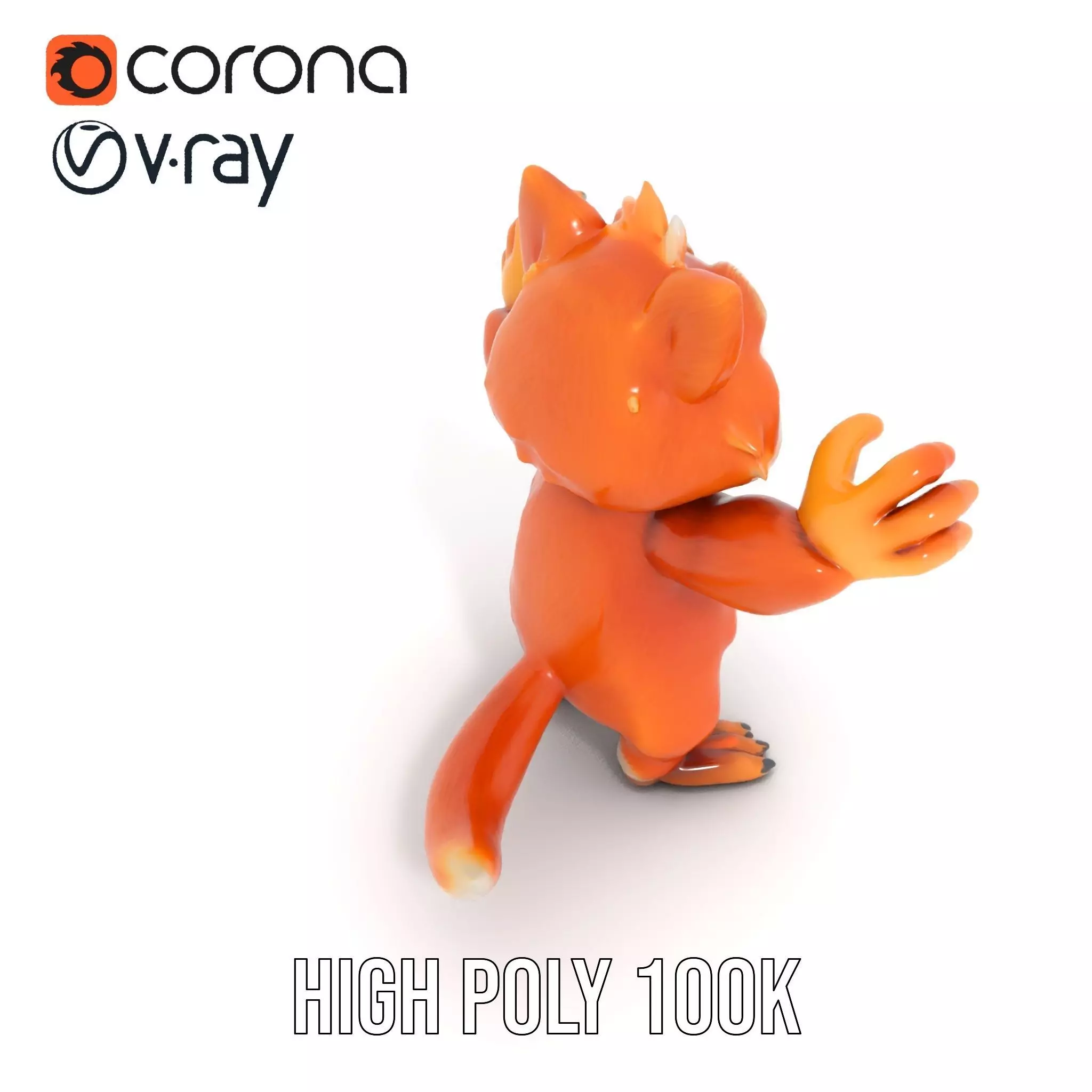 Fluffy Orange Cat Rigged and Animated Character Model Low-poly 3D model_11