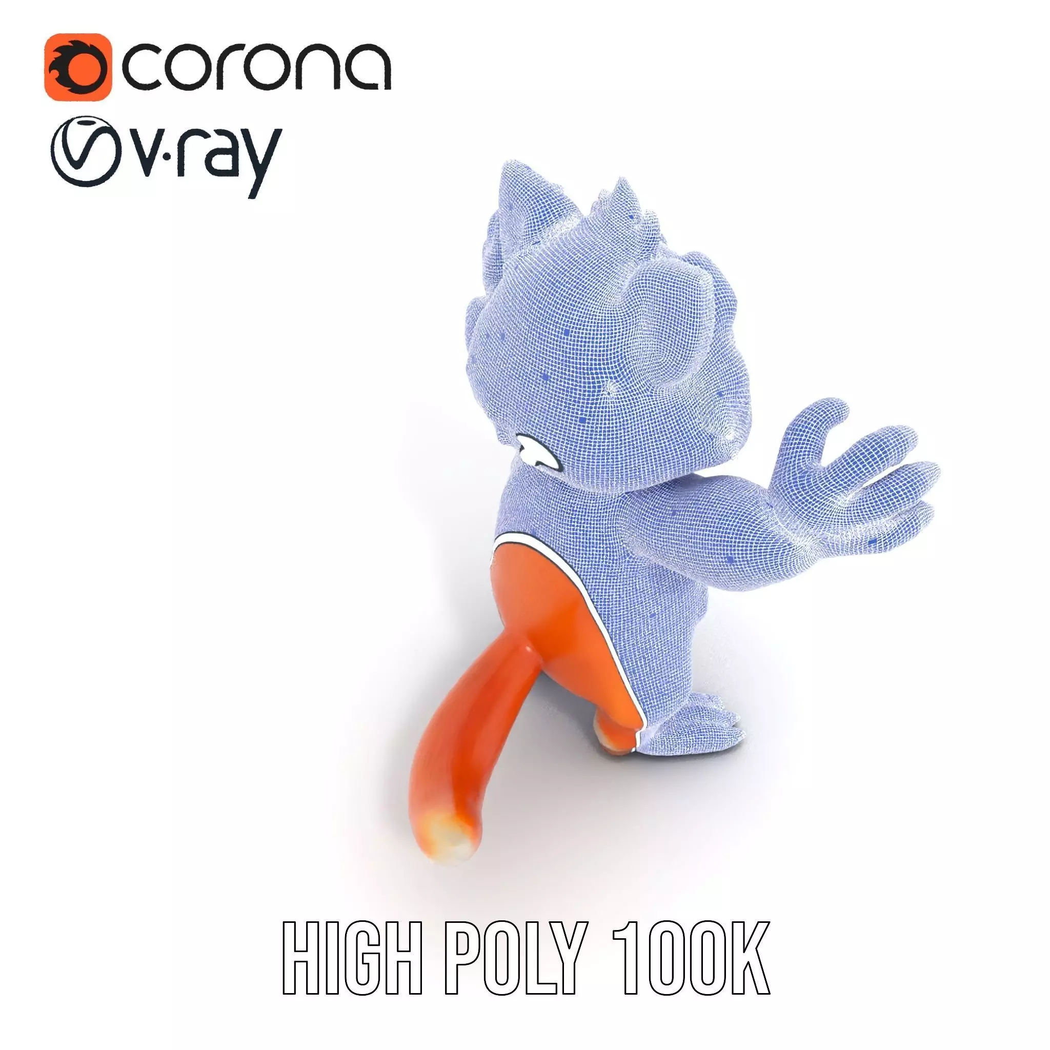 Fluffy Orange Cat Rigged and Animated Character Model Low-poly 3D model_31