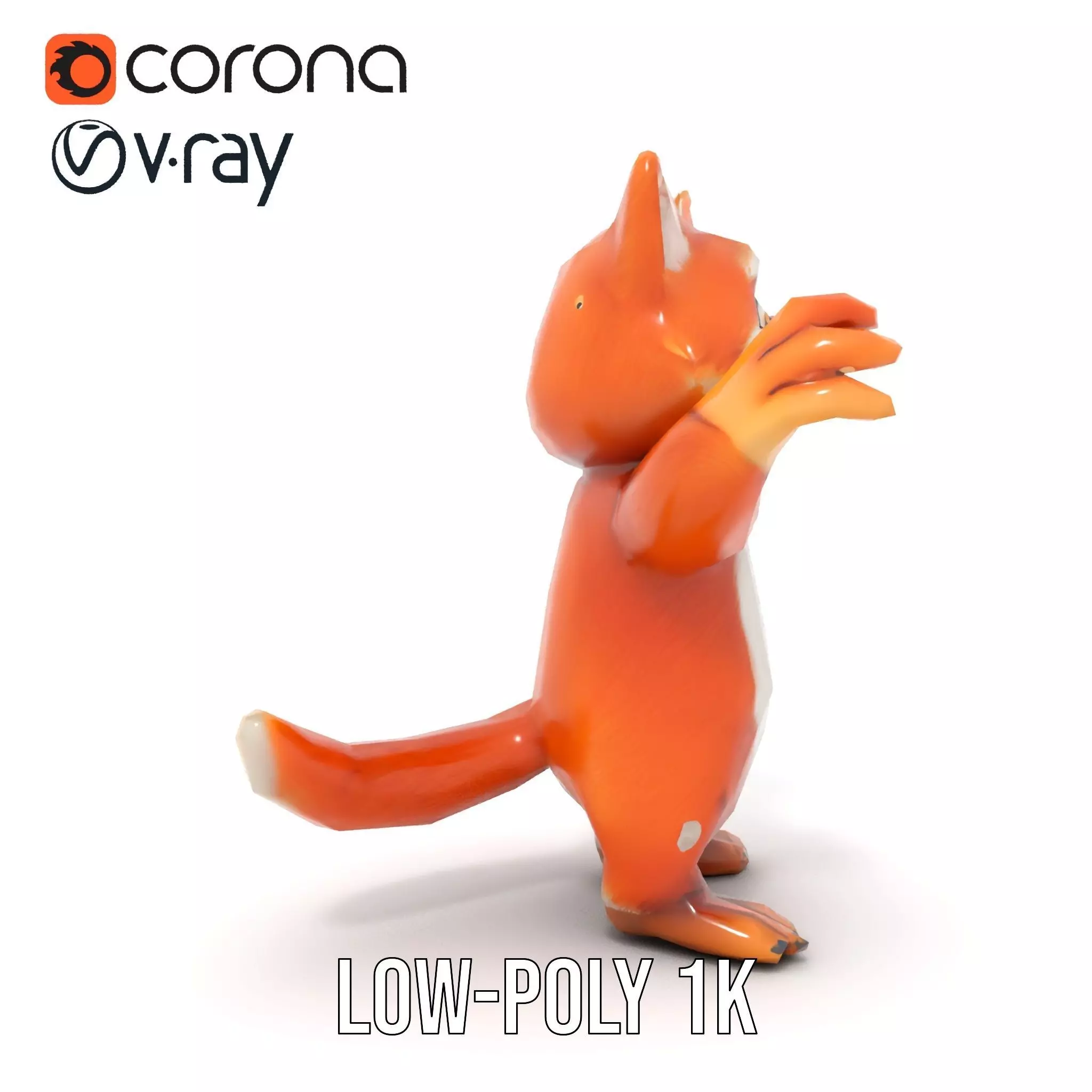 Fluffy Orange Cat Rigged and Animated Character Model Low-poly 3D model_30