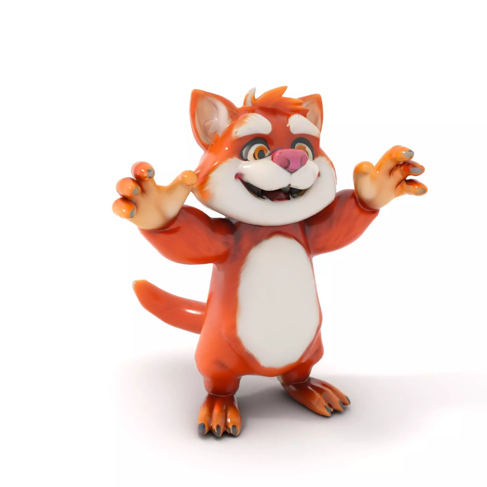 Fluffy Orange Cat Rigged and Animated Character Model Low-poly 3D model_0