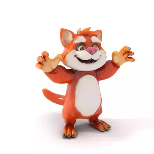 Fluffy Orange Cat Rigged and Animated Character Model Low-poly 3D model