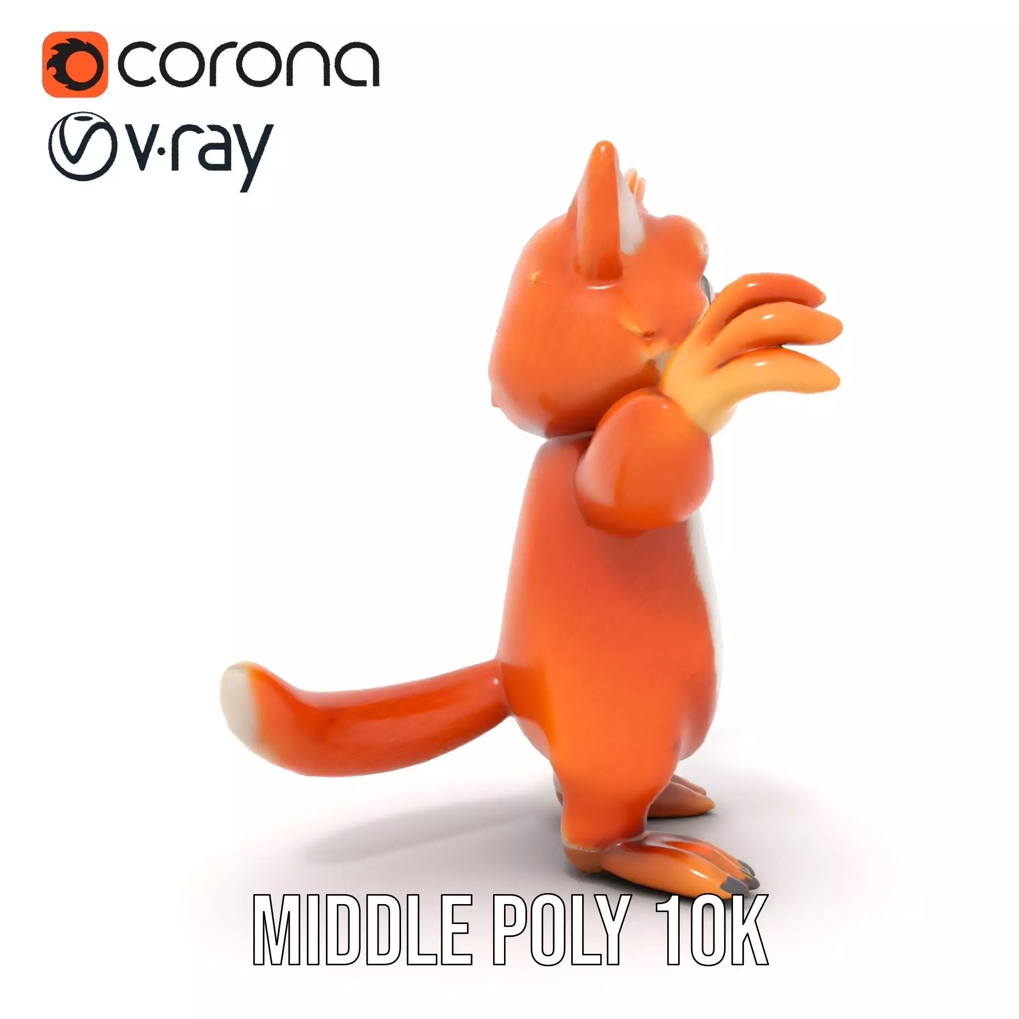 Fluffy Orange Cat Rigged and Animated Character Model Low-poly 3D model_9