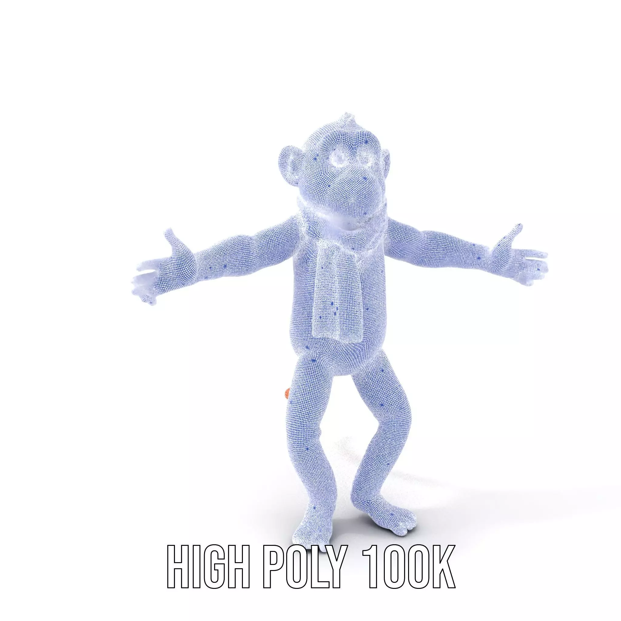 Cheerful Orange Monkey Character with Scarf  Rigged and Animated Low-poly 3D model_4