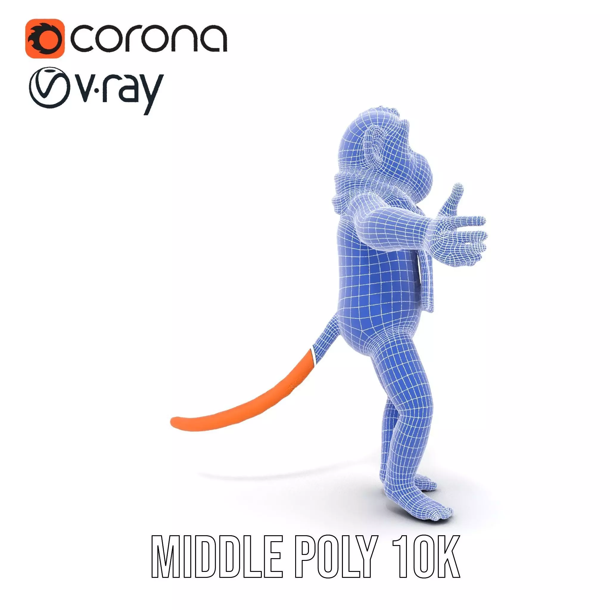 Cheerful Orange Monkey Character with Scarf  Rigged and Animated Low-poly 3D model_27