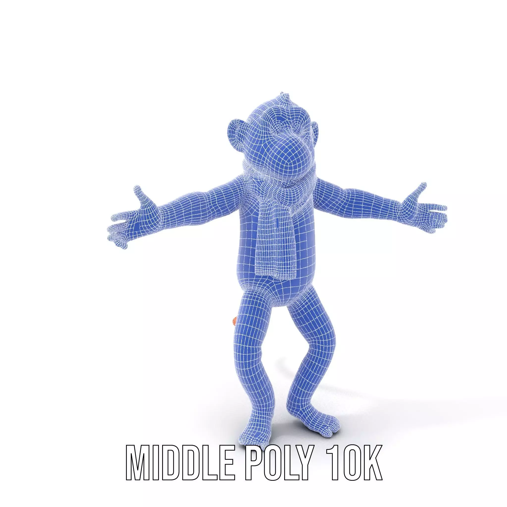 Cheerful Orange Monkey Character with Scarf  Rigged and Animated Low-poly 3D model_5