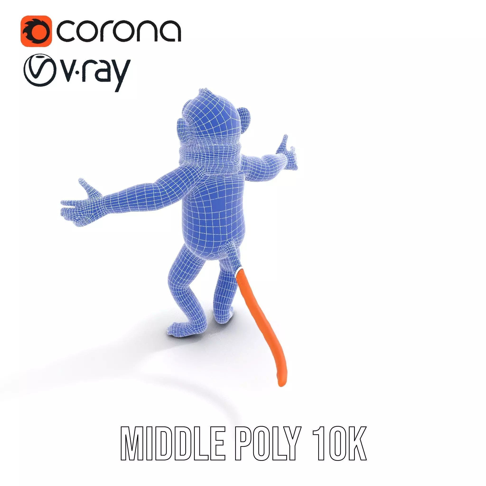 Cheerful Orange Monkey Character with Scarf  Rigged and Animated Low-poly 3D model_18