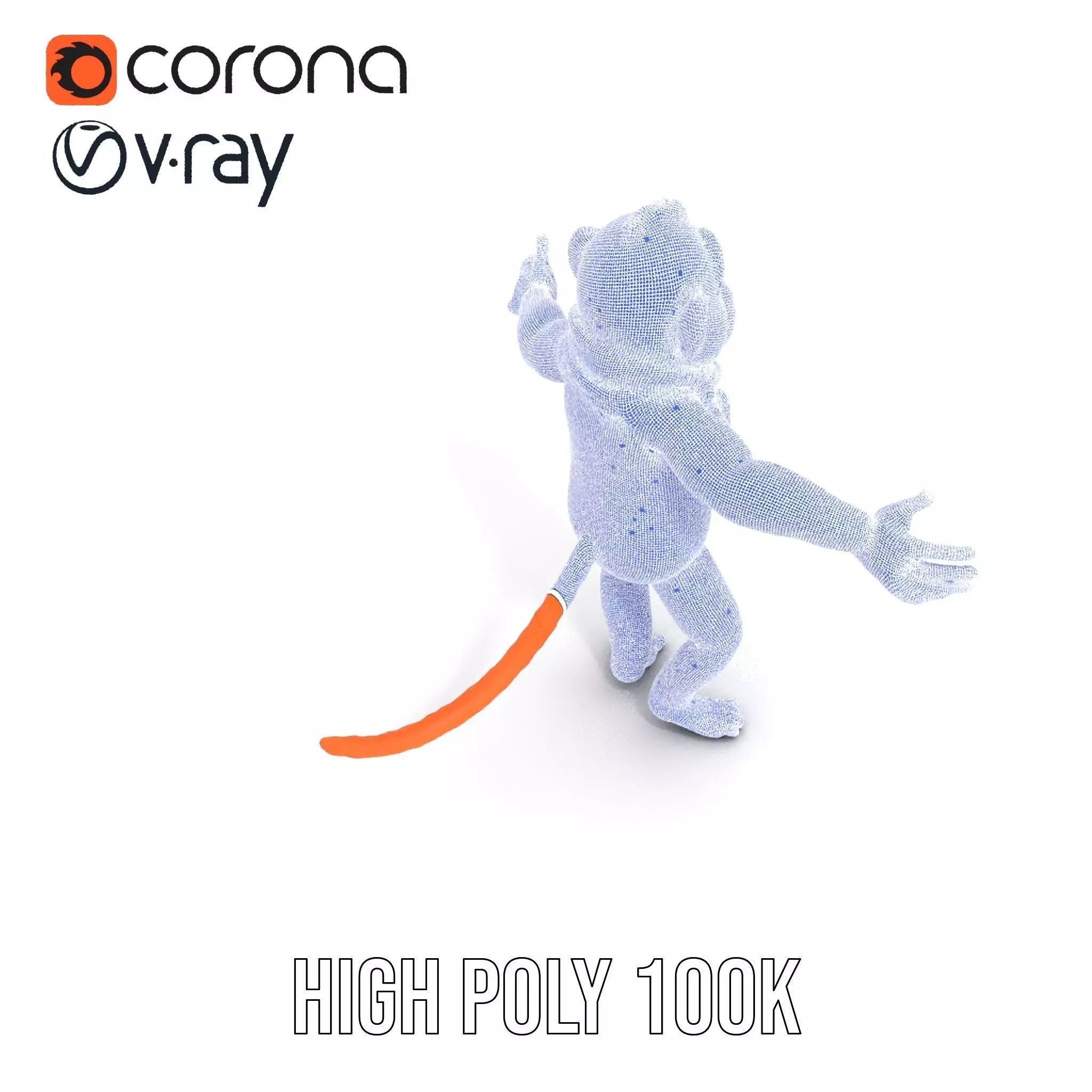 Cheerful Orange Monkey Character with Scarf  Rigged and Animated Low-poly 3D model_23