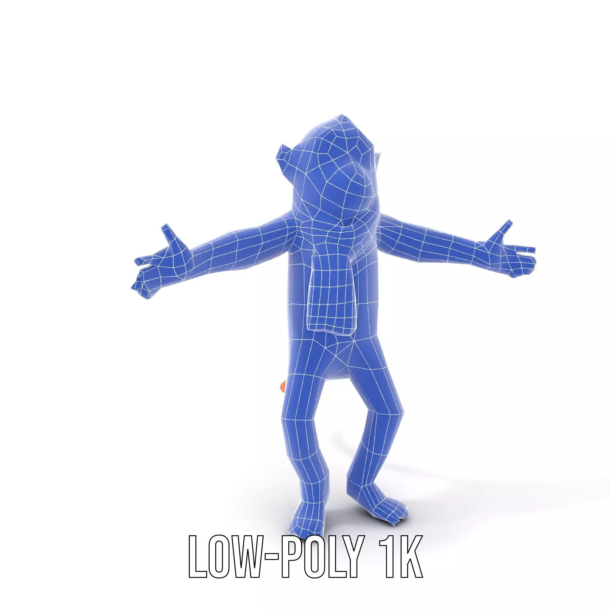 Cheerful Orange Monkey Character with Scarf  Rigged and Animated Low-poly 3D model_19