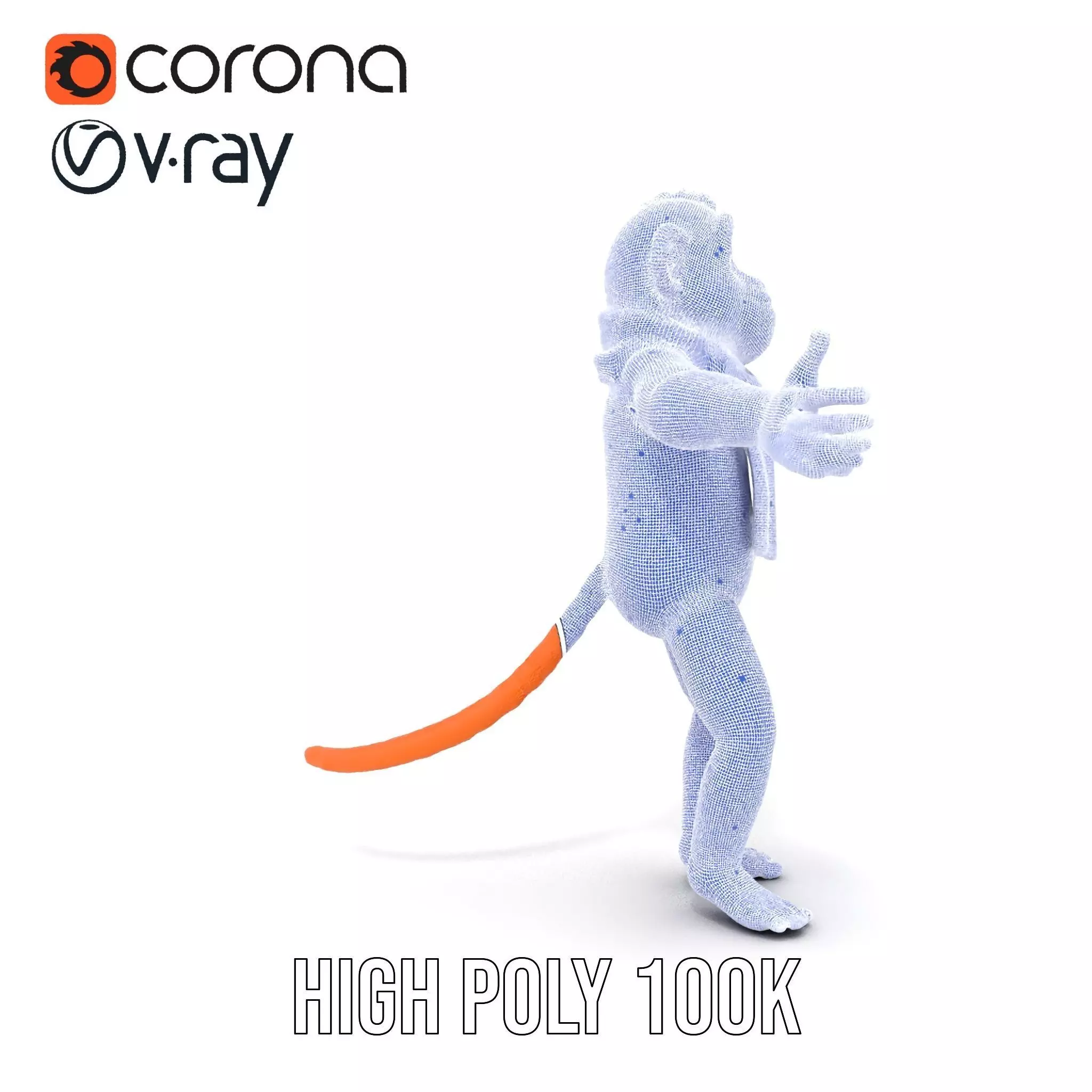 Cheerful Orange Monkey Character with Scarf  Rigged and Animated Low-poly 3D model_32