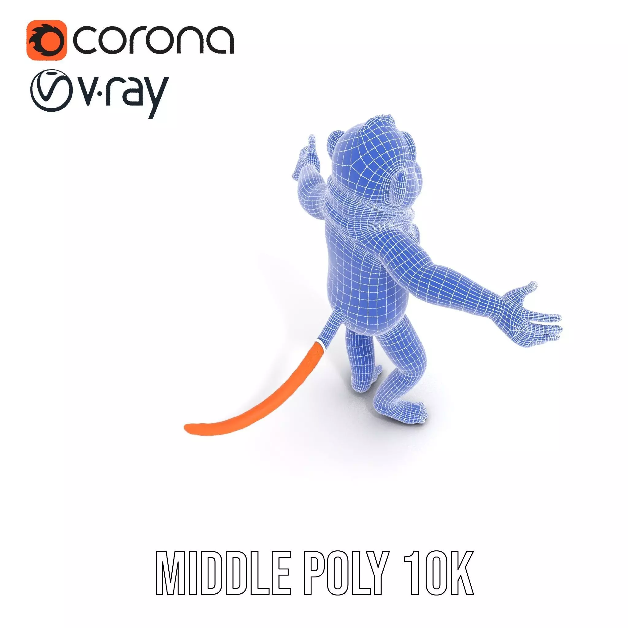 Cheerful Orange Monkey Character with Scarf  Rigged and Animated Low-poly 3D model_24