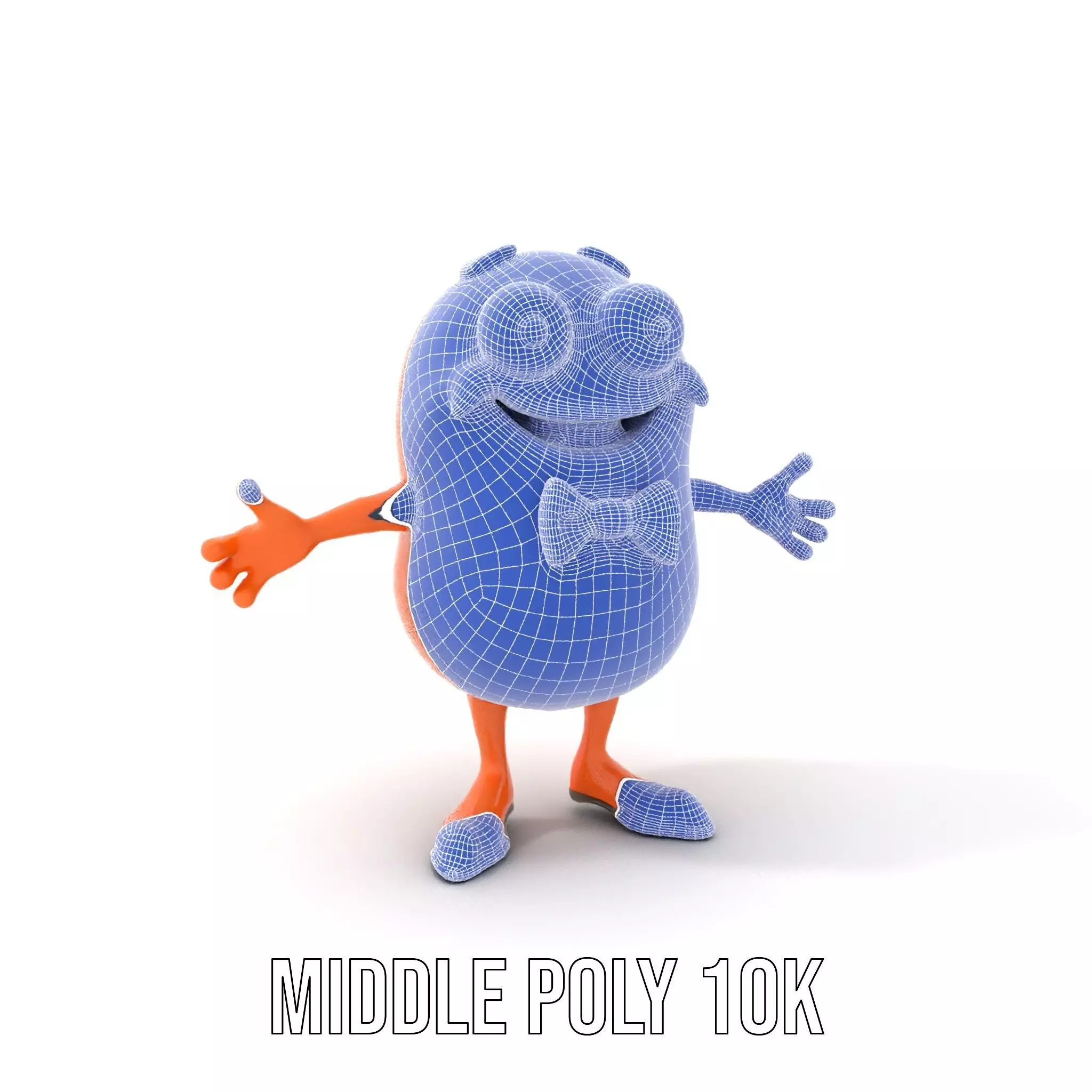 Orange BowTie Monster Character Rigged and Animated Low-poly 3D model_16