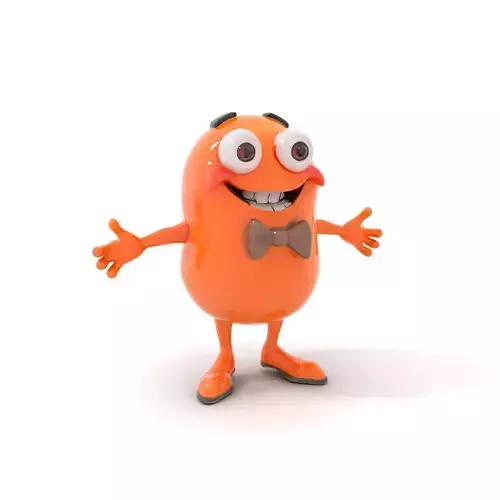 Orange BowTie Monster Character Rigged and Animated Low-poly 3D model