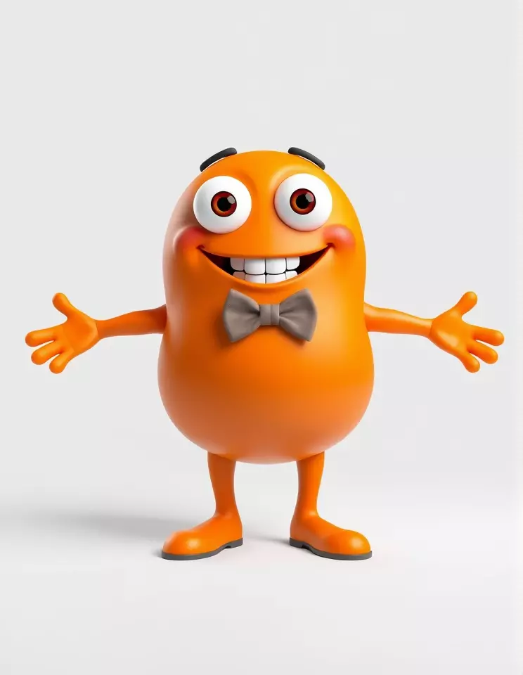 Orange BowTie Monster Character Rigged and Animated Low-poly 3D model_2