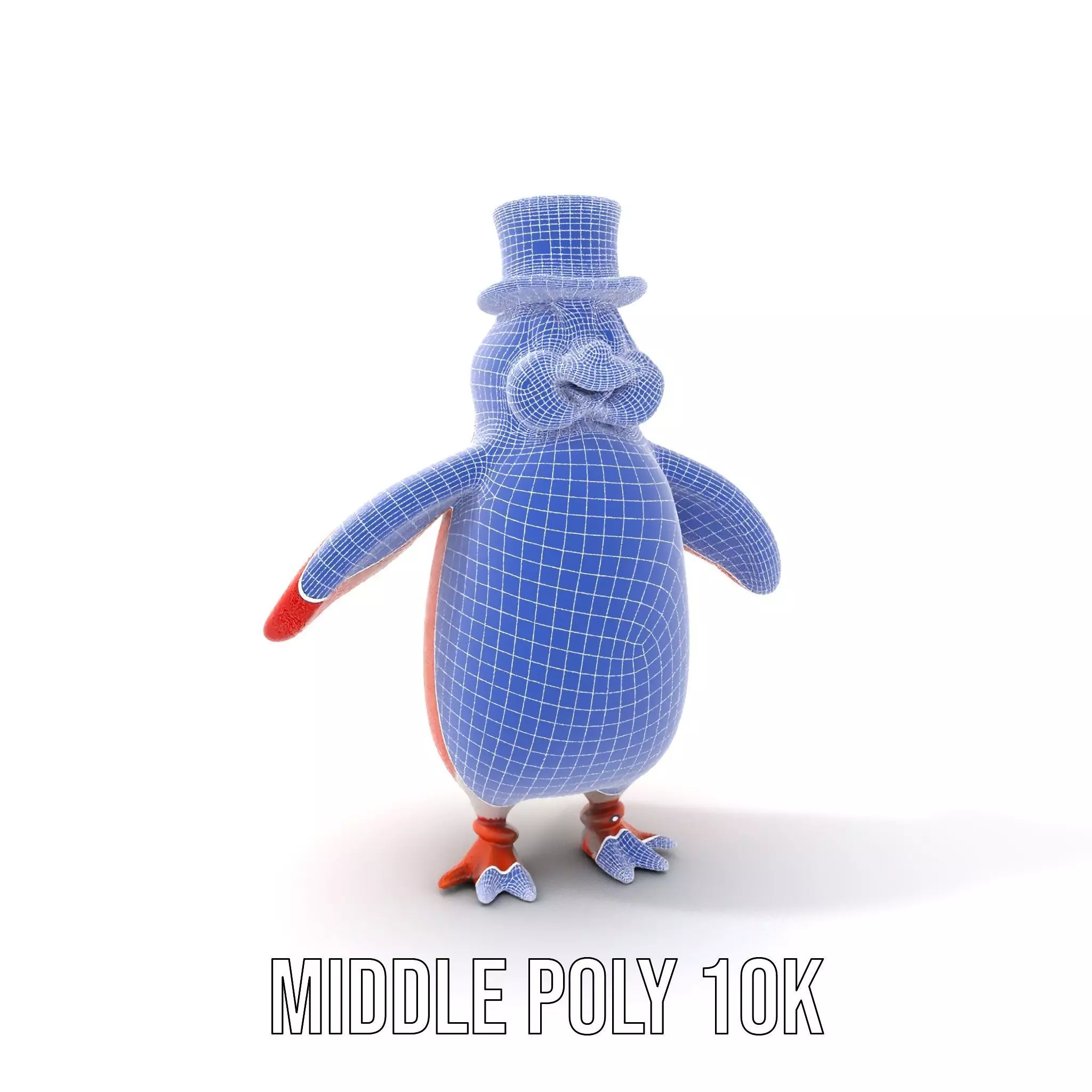 Cheerful Orange Penguin with Top Hat  Rigged and Animated Low-poly 3D model_11