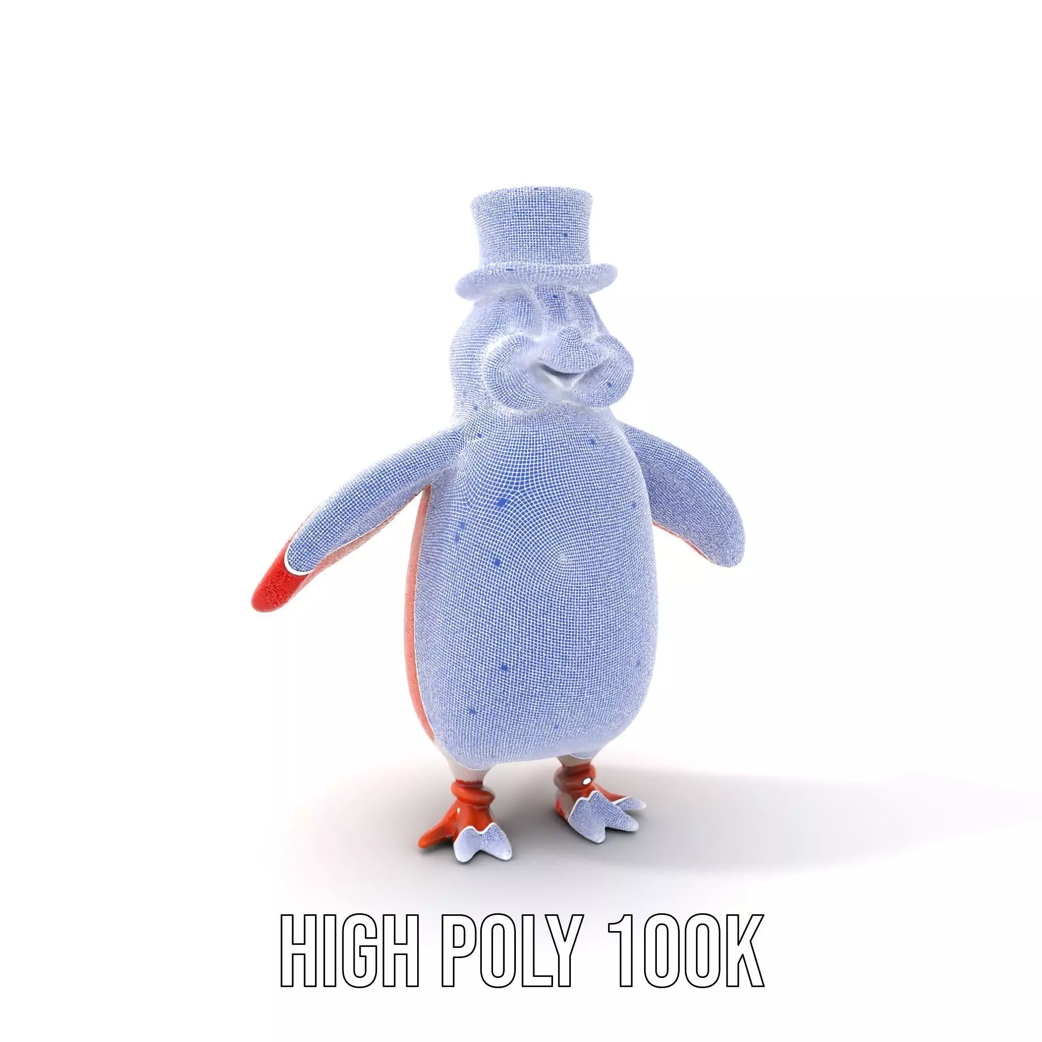 Cheerful Orange Penguin with Top Hat  Rigged and Animated Low-poly 3D model_5