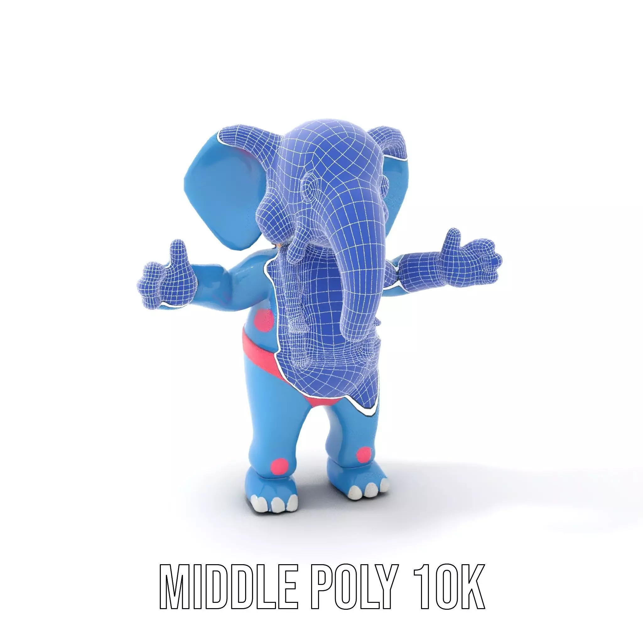 Blue Elephant with Suspenders Rigged and Animated Character Low-poly 3D model_21