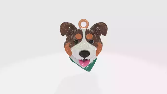 Australian Shepherd Dog Head Pendant Keychain or Pet Tag