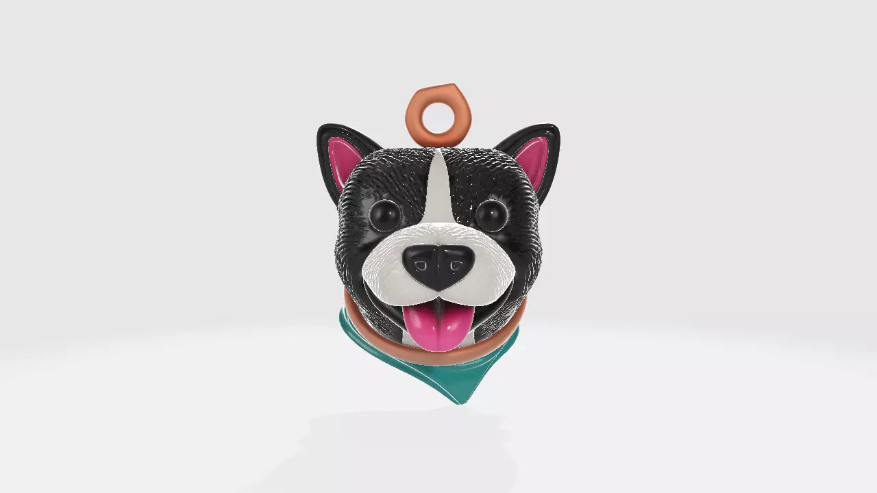 Corgi Dog Head Pendant Cute Pet Keychain Charm 3D print model