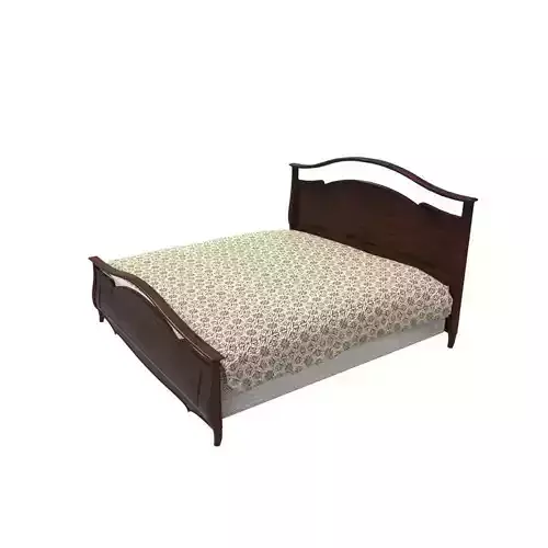 Wooden Bed Low-poly 3D model