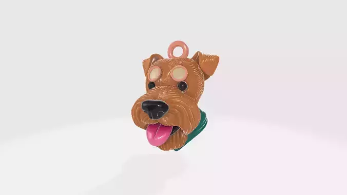 Airedale Terrier Dog Head Keychain
