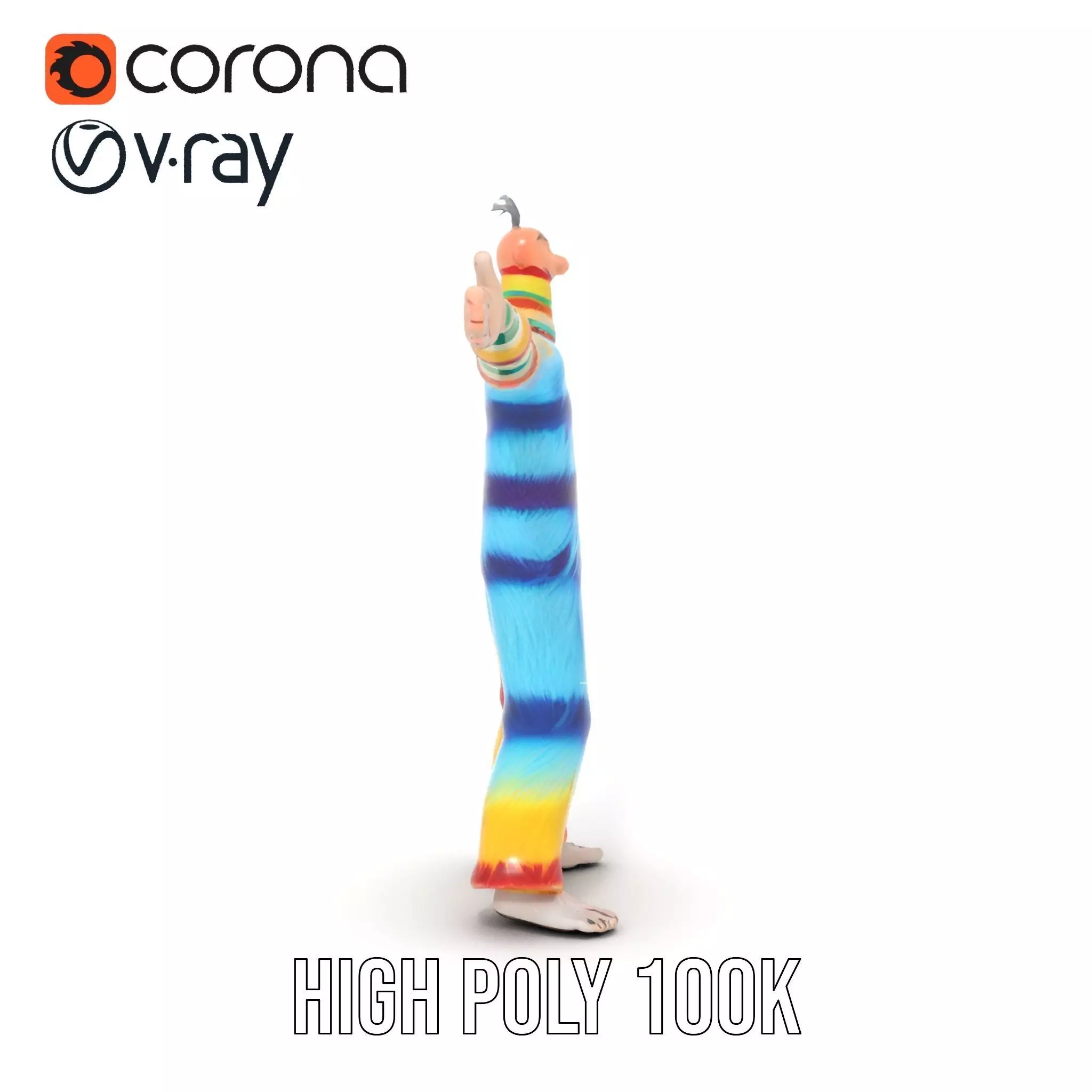 Colorful Fuzzy Character Model Pack Low-poly 3D model_14