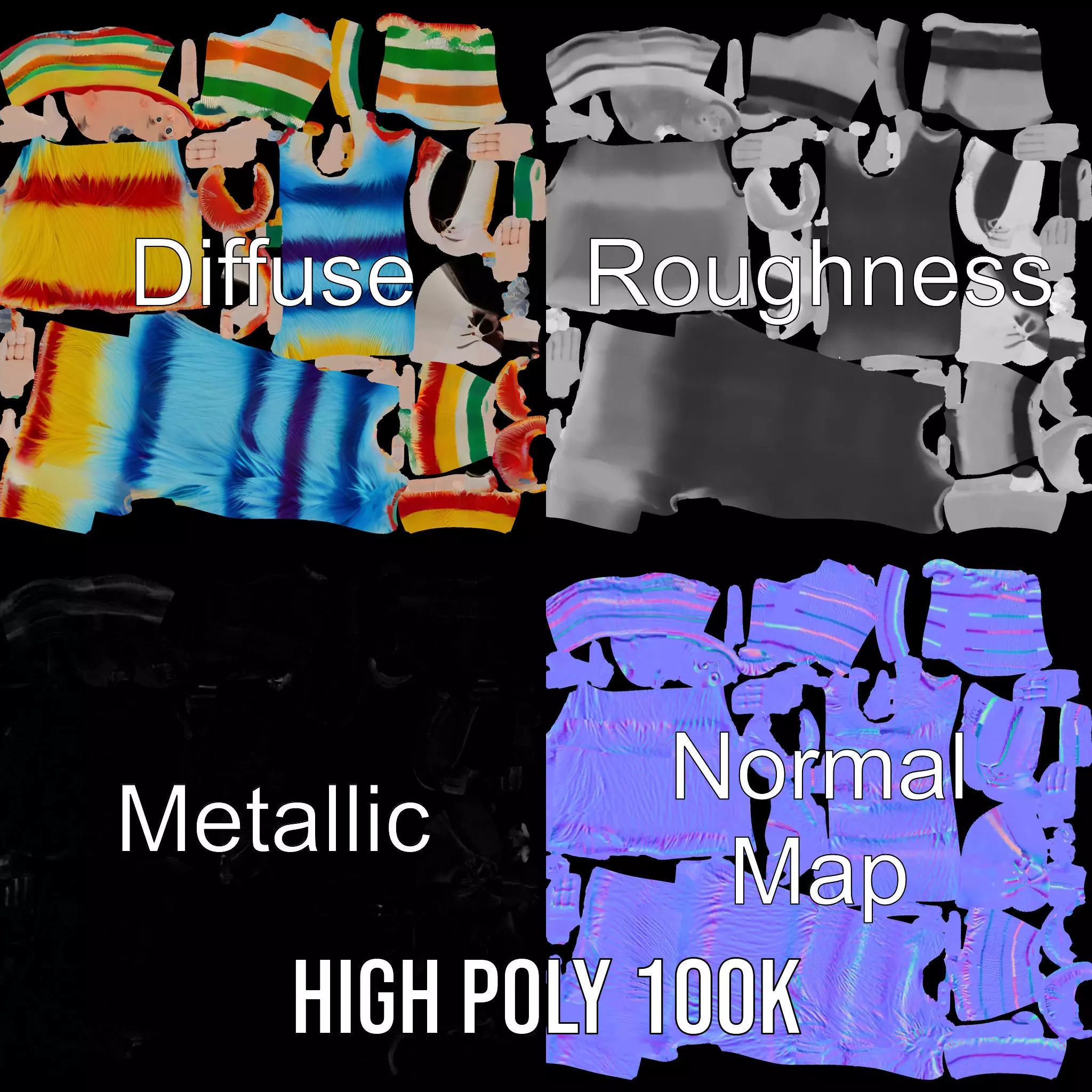 Colorful Fuzzy Character Model Pack Low-poly 3D model_3