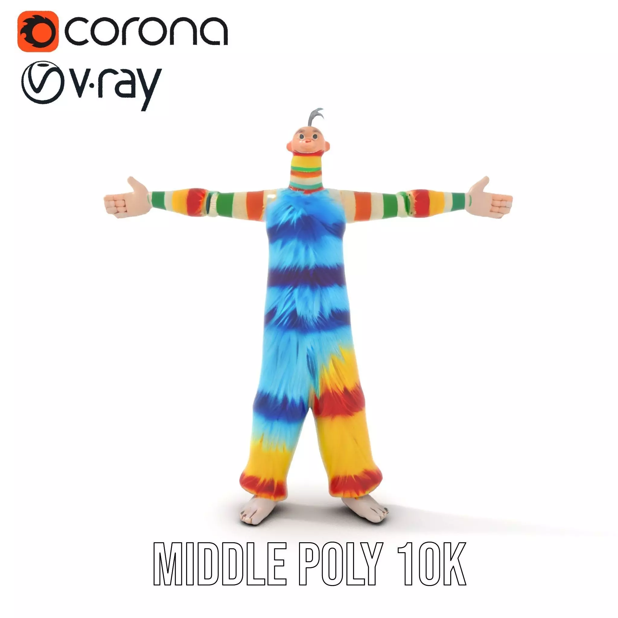 Colorful Fuzzy Character Model Pack Low-poly 3D model_5