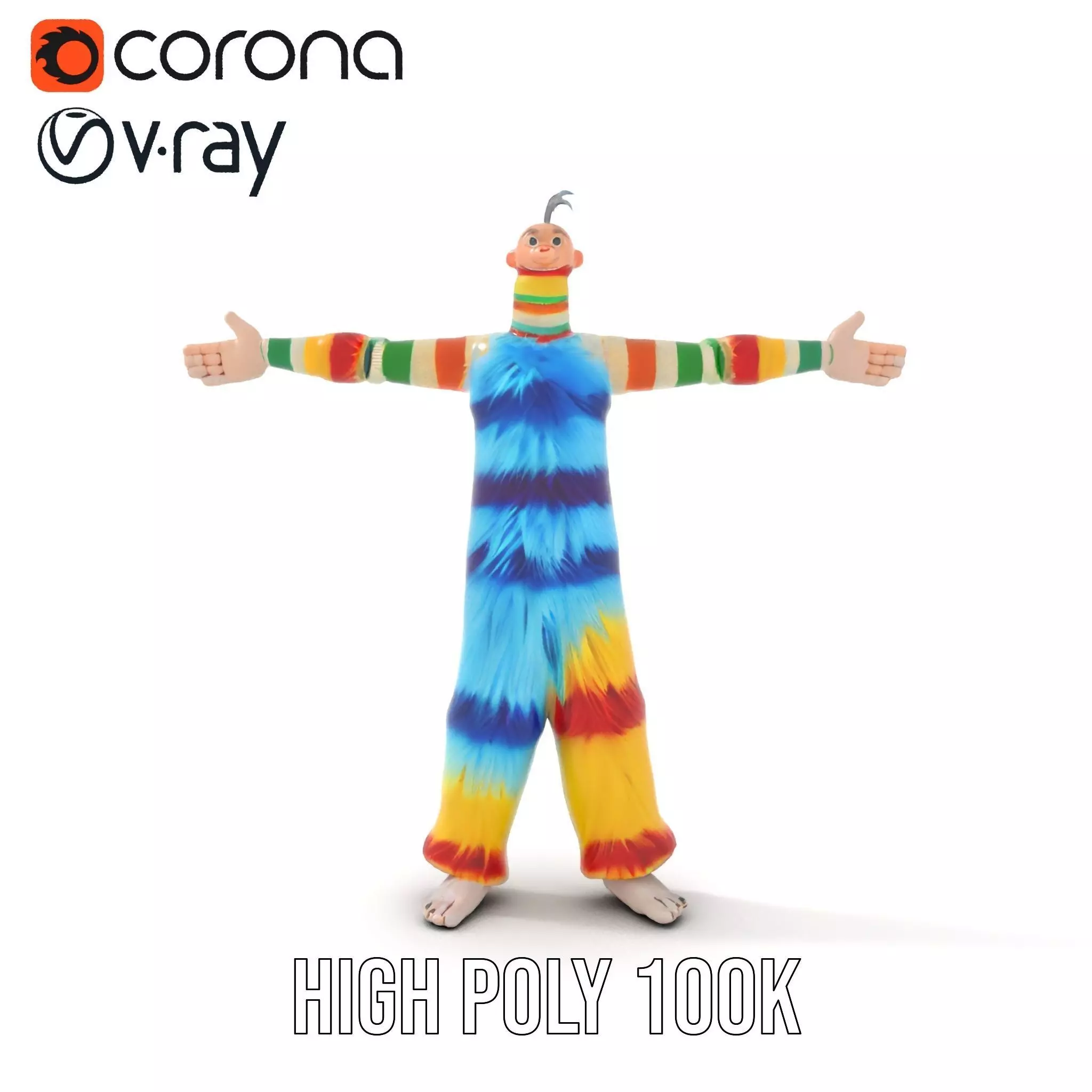 Colorful Fuzzy Character Model Pack Low-poly 3D model_25