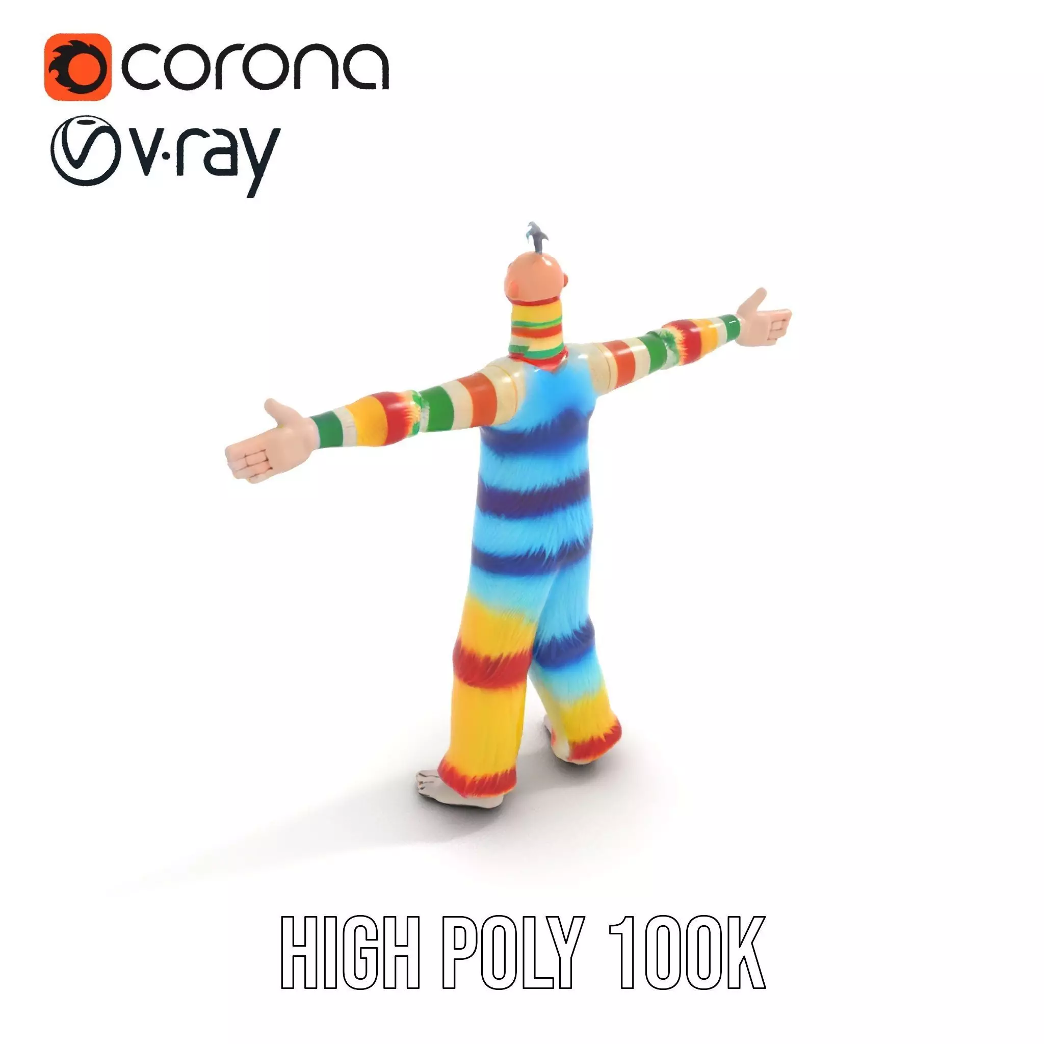 Colorful Fuzzy Character Model Pack Low-poly 3D model_11