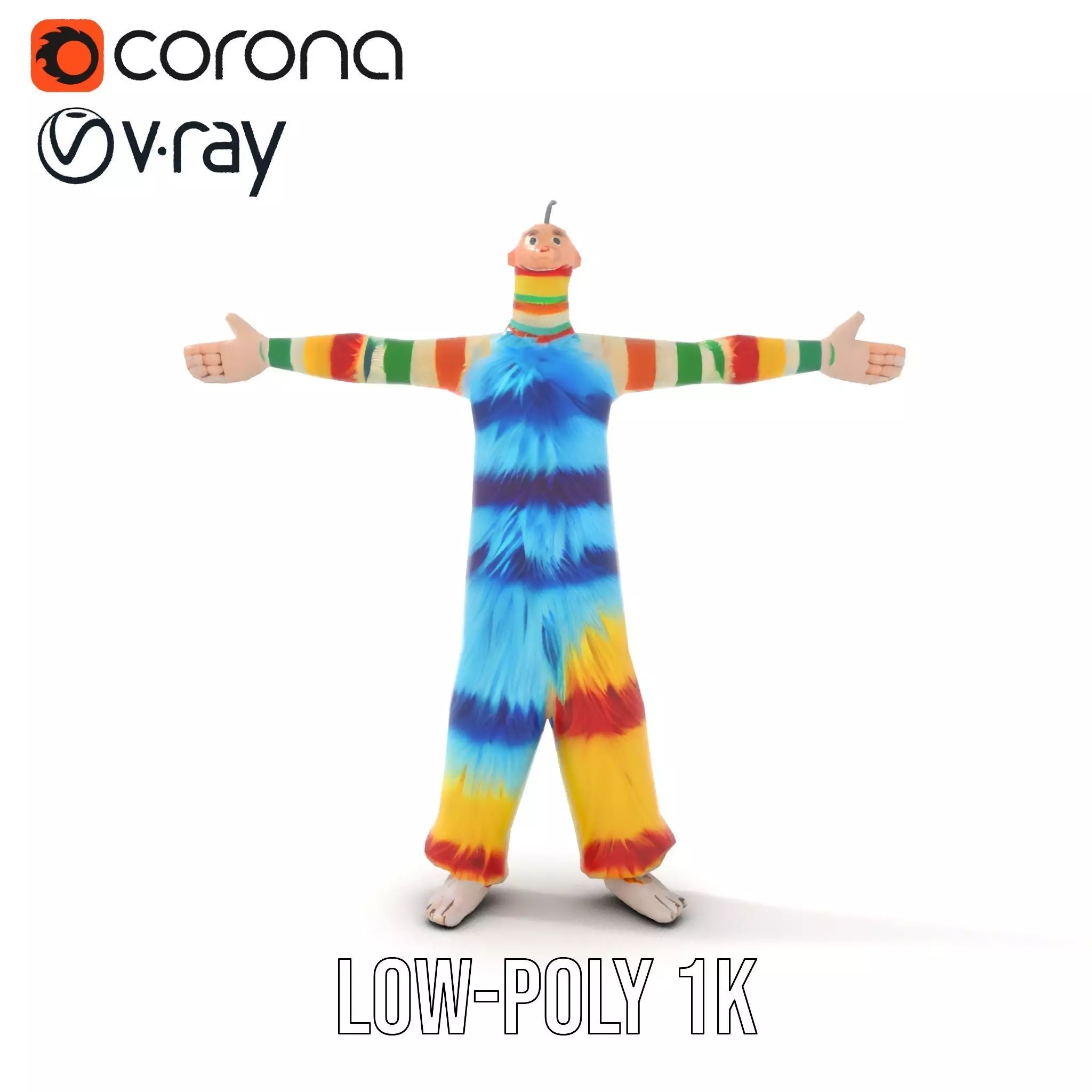 Colorful Fuzzy Character Model Pack Low-poly 3D model_10