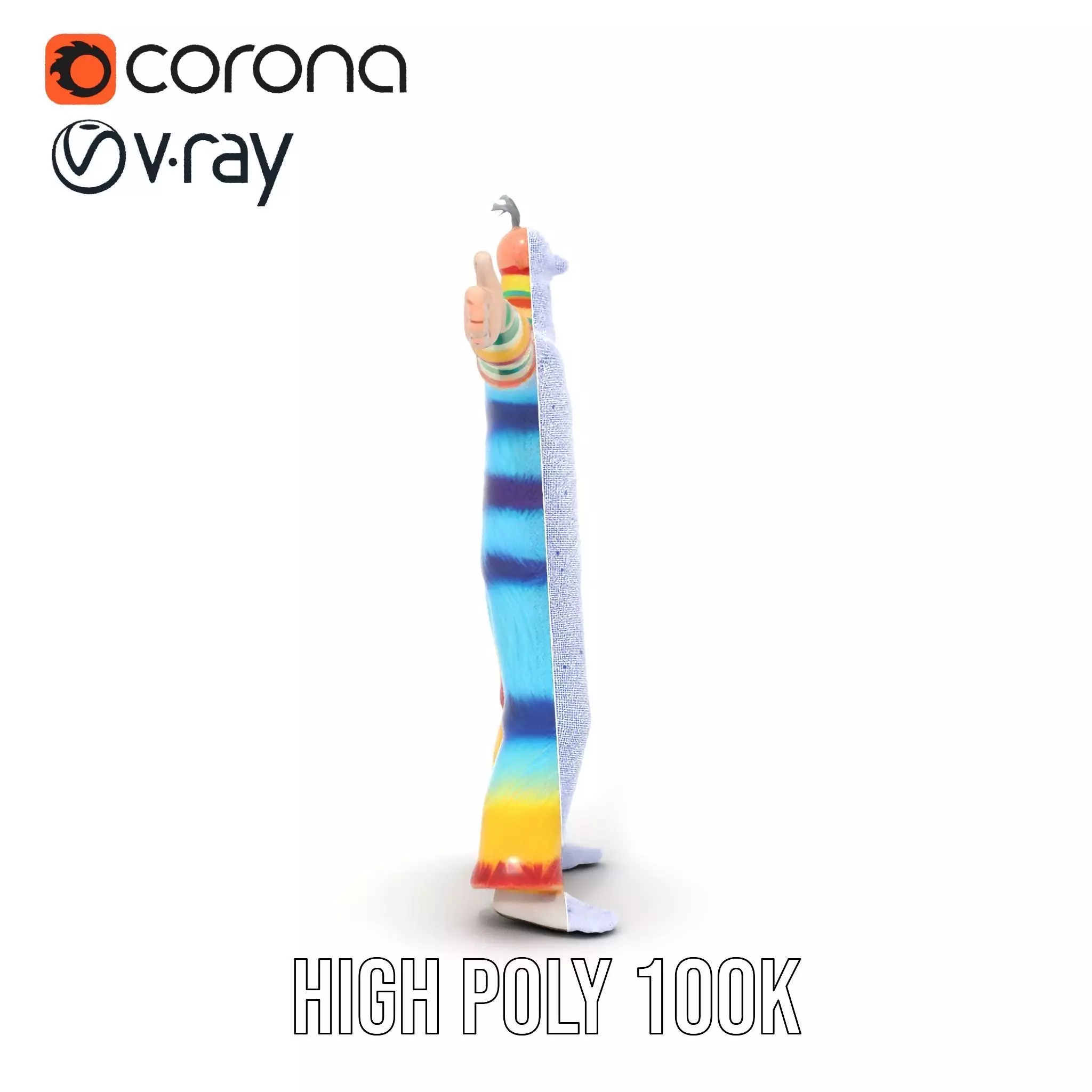 Colorful Fuzzy Character Model Pack Low-poly 3D model_32