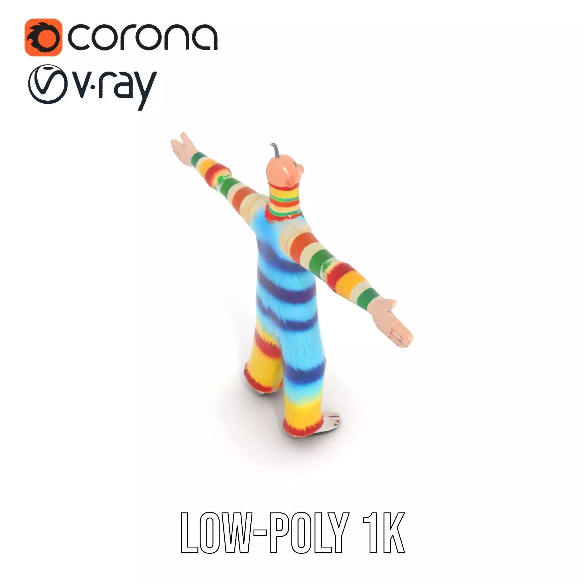 Colorful Fuzzy Character Model Pack Low-poly 3D model_8