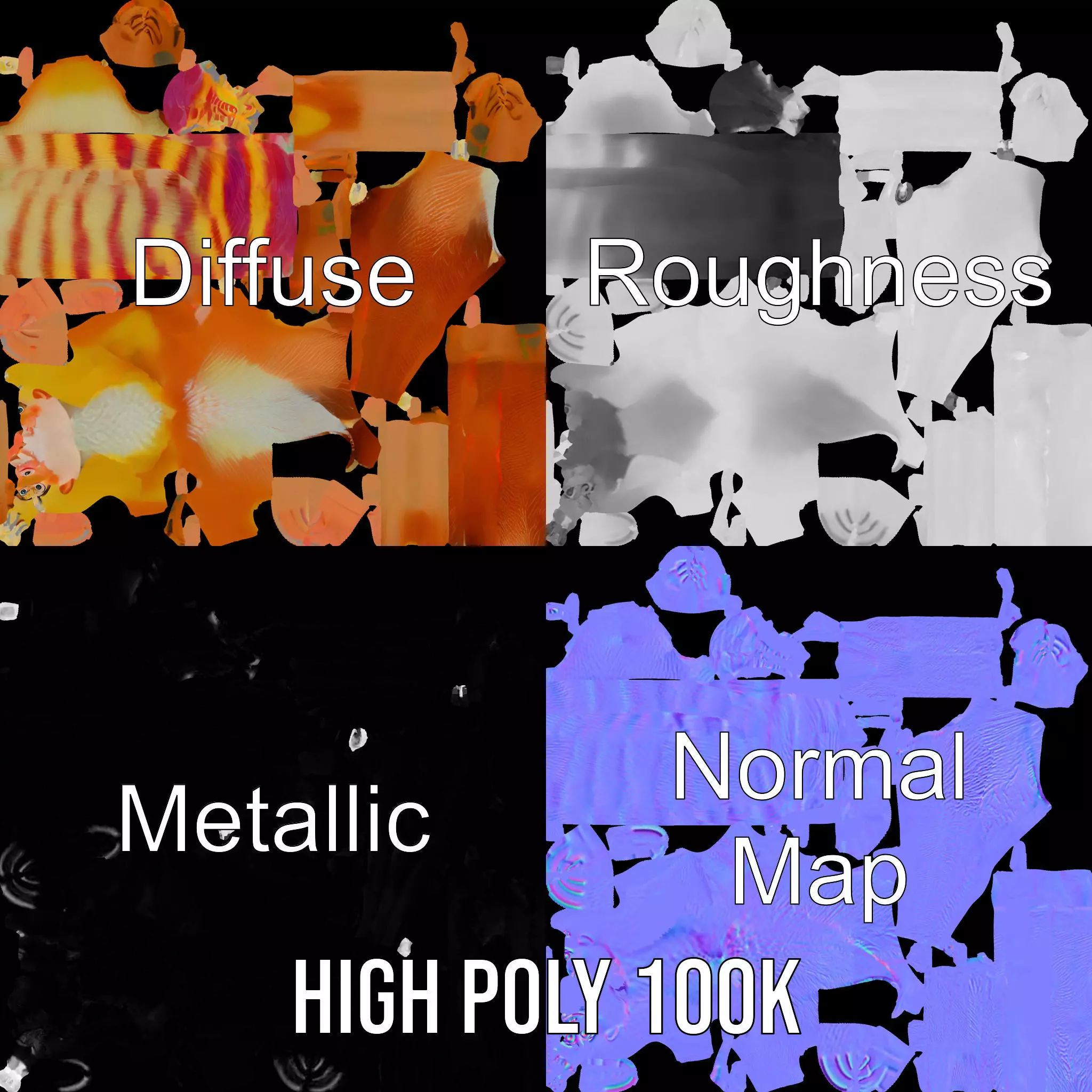 Vibrant Alien Creature Model Pack with Colorful Fur and Antennae Low-poly 3D model_3