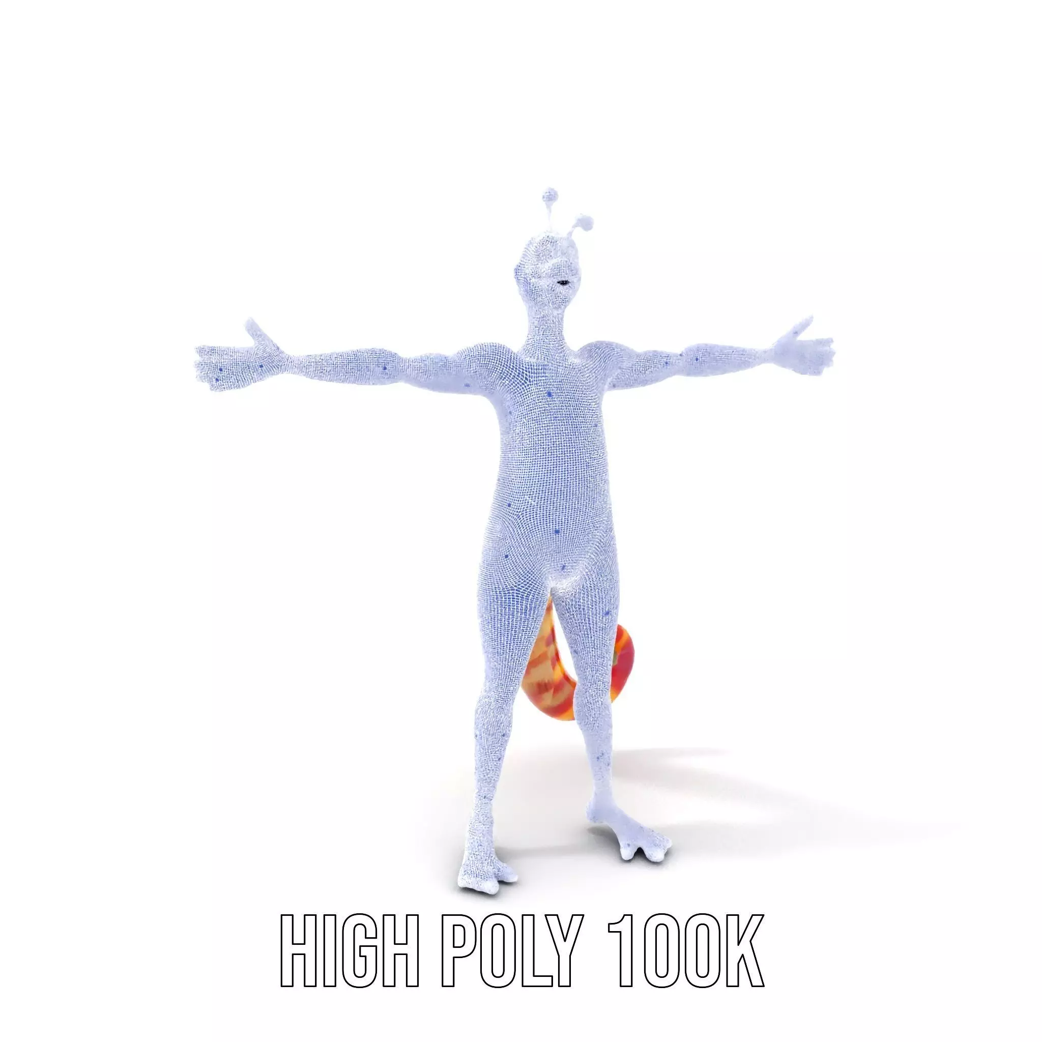 Vibrant Alien Creature Model Pack with Colorful Fur and Antennae Low-poly 3D model_4