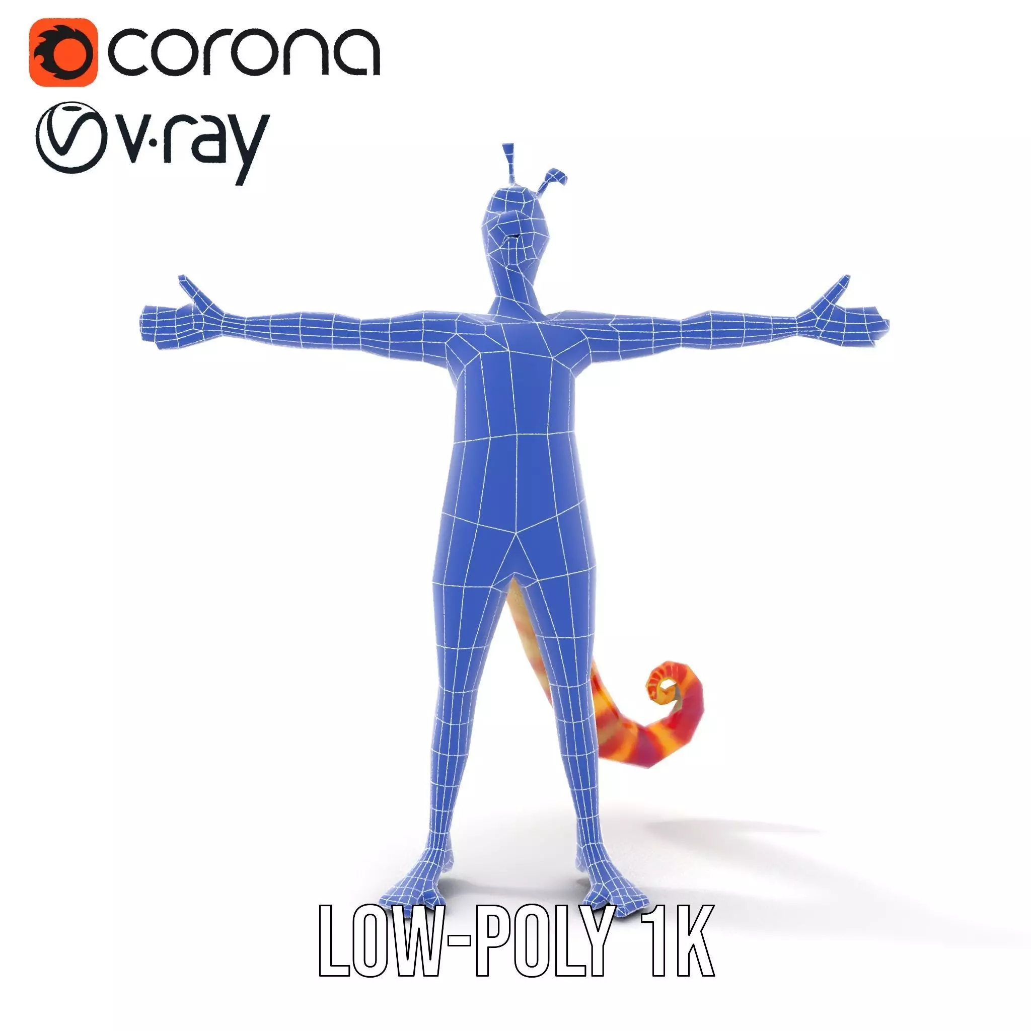 Vibrant Alien Creature Model Pack with Colorful Fur and Antennae Low-poly 3D model_27