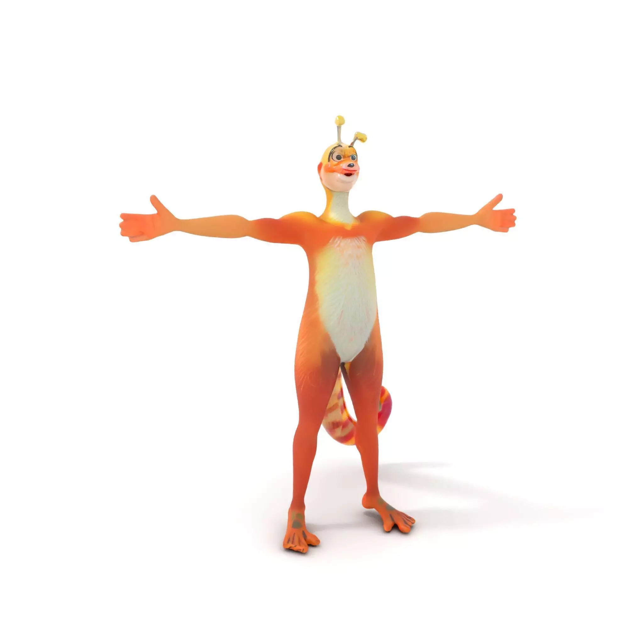 Vibrant Alien Creature Model Pack with Colorful Fur and Antennae Low-poly 3D model_0