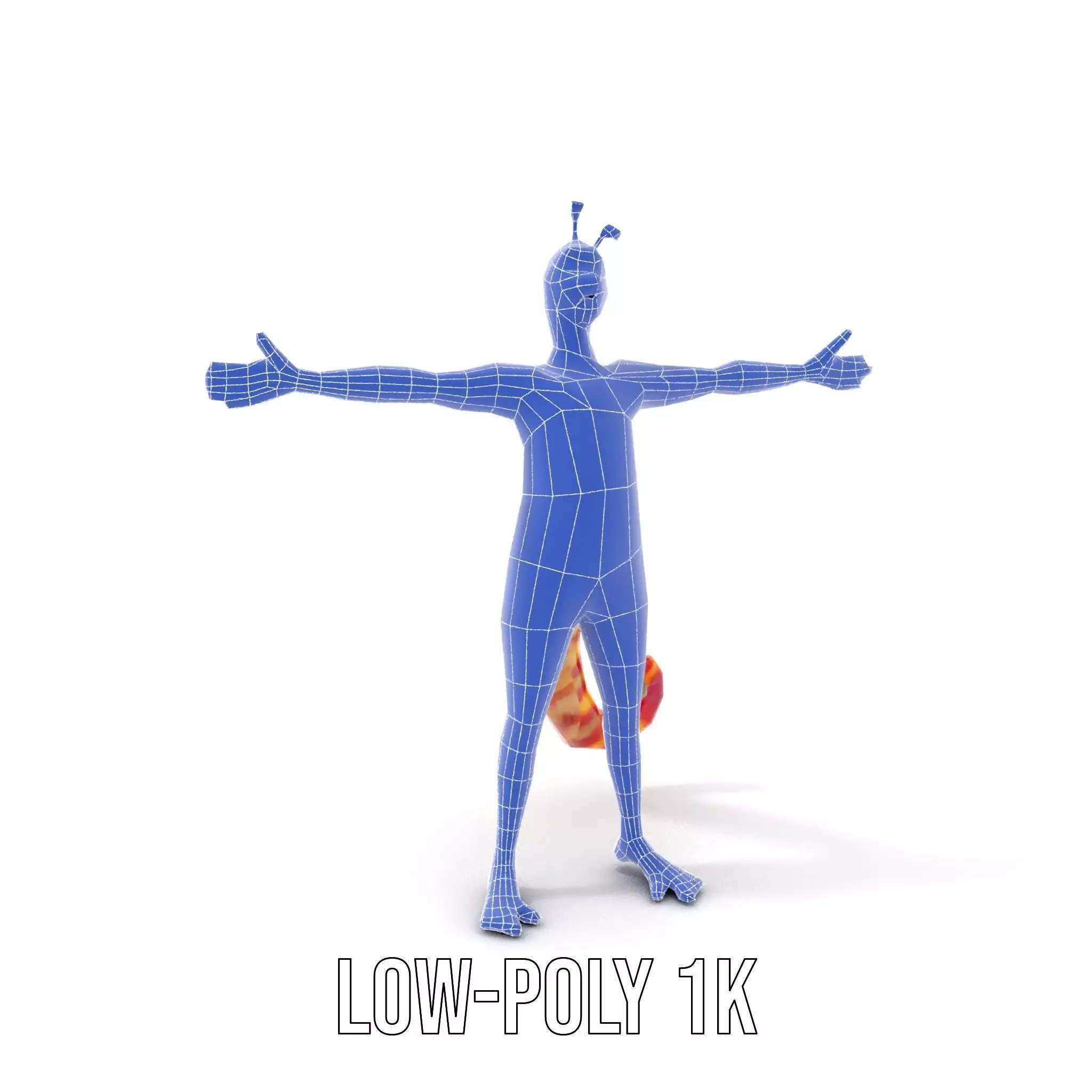 Vibrant Alien Creature Model Pack with Colorful Fur and Antennae Low-poly 3D model_16