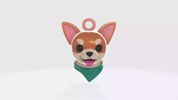 Cute Chihuahua Dog Head Keychain with Bandana