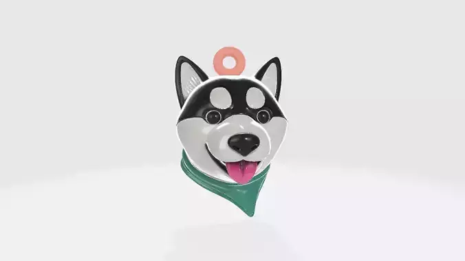 Husky Dog Face Pendant Keychain 3D print model