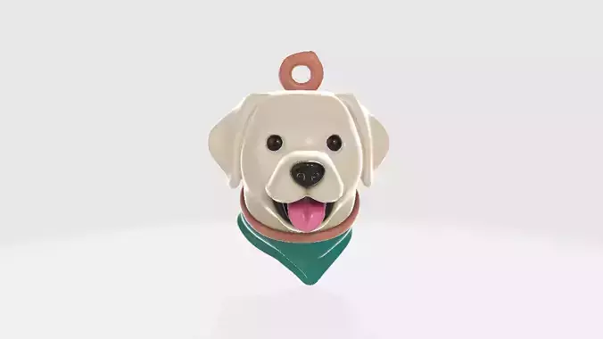 Golden Retriever Dog Head Keychain with Bandana