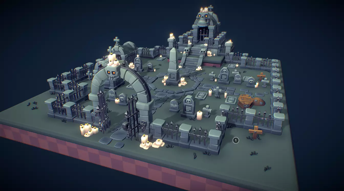 Cemetery Set - Proto Series Low-poly 3D model Low-poly 3D model_40