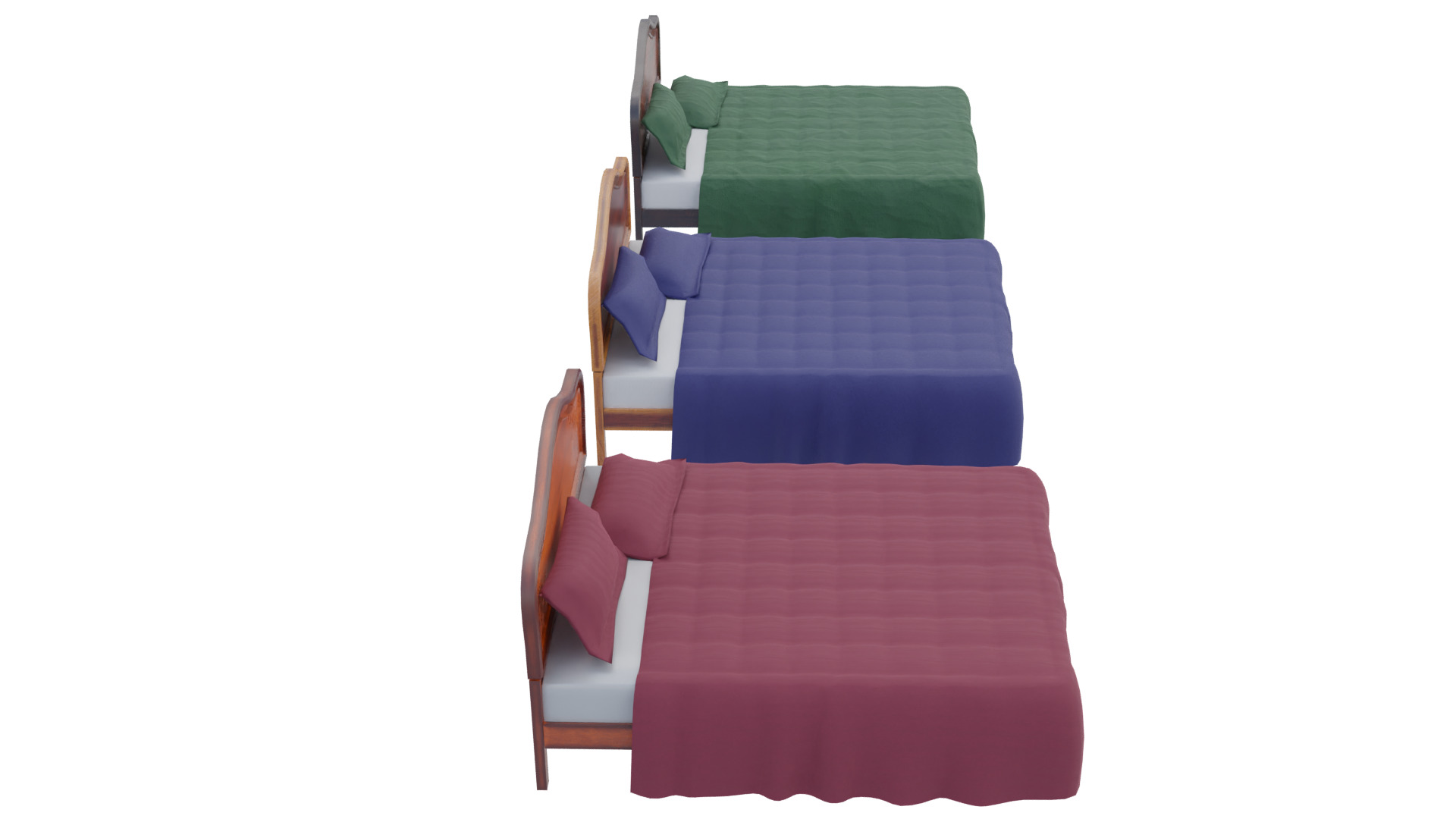 Wooden Kingsize Bed Low-poly 3D model_8