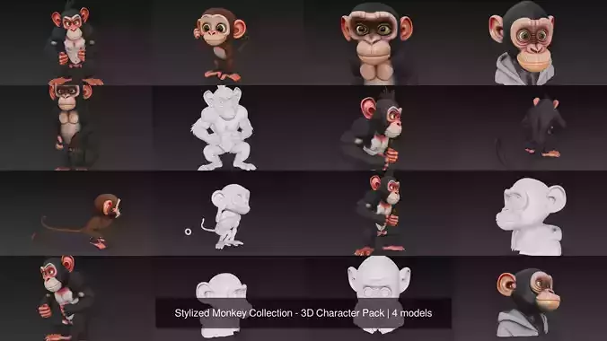 Stylized Monkey Collection - 3D Character Pack
