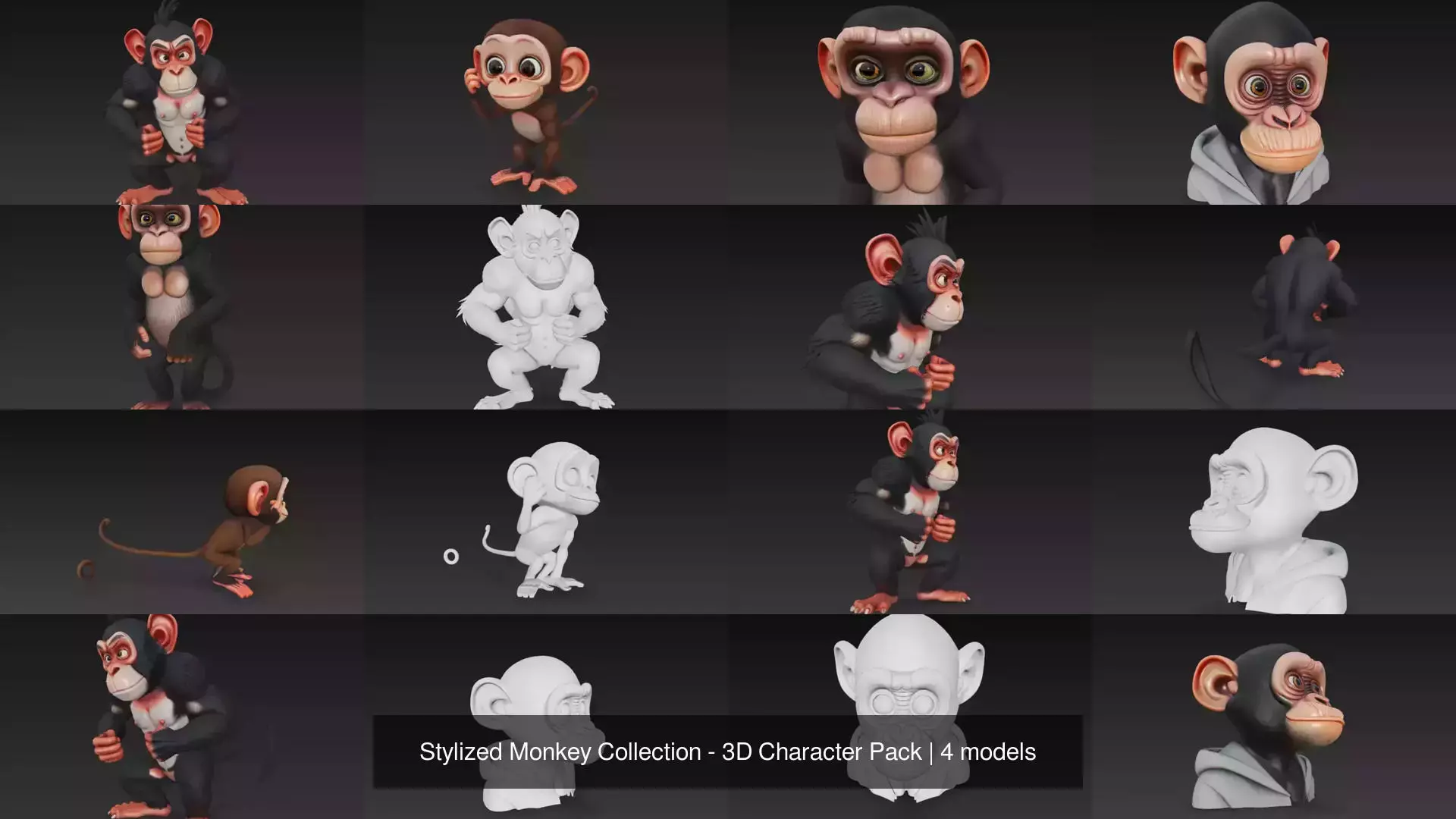 Stylized Monkey Collection - 3D Character Pack _1