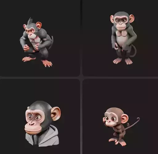Stylized Monkey Collection - 3D Character Pack 