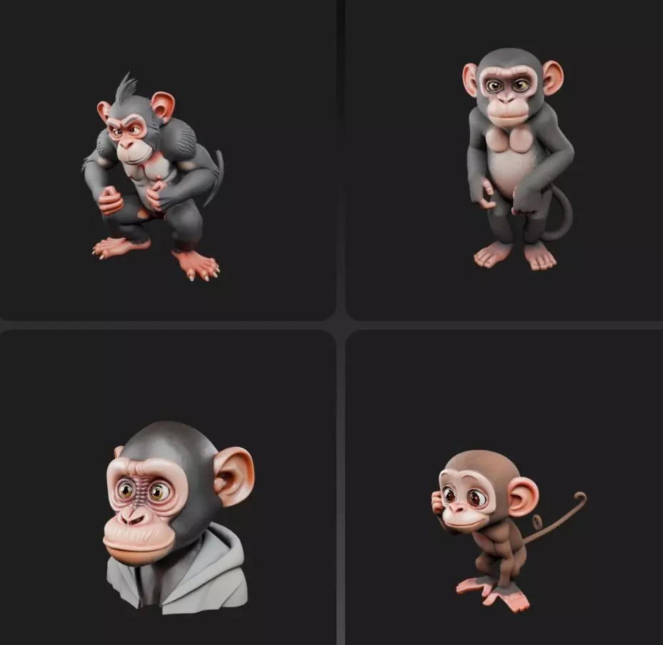 Stylized Monkey Collection - 3D Character Pack _0