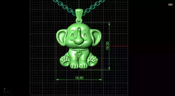 Elephant pendant jewelry 3D model