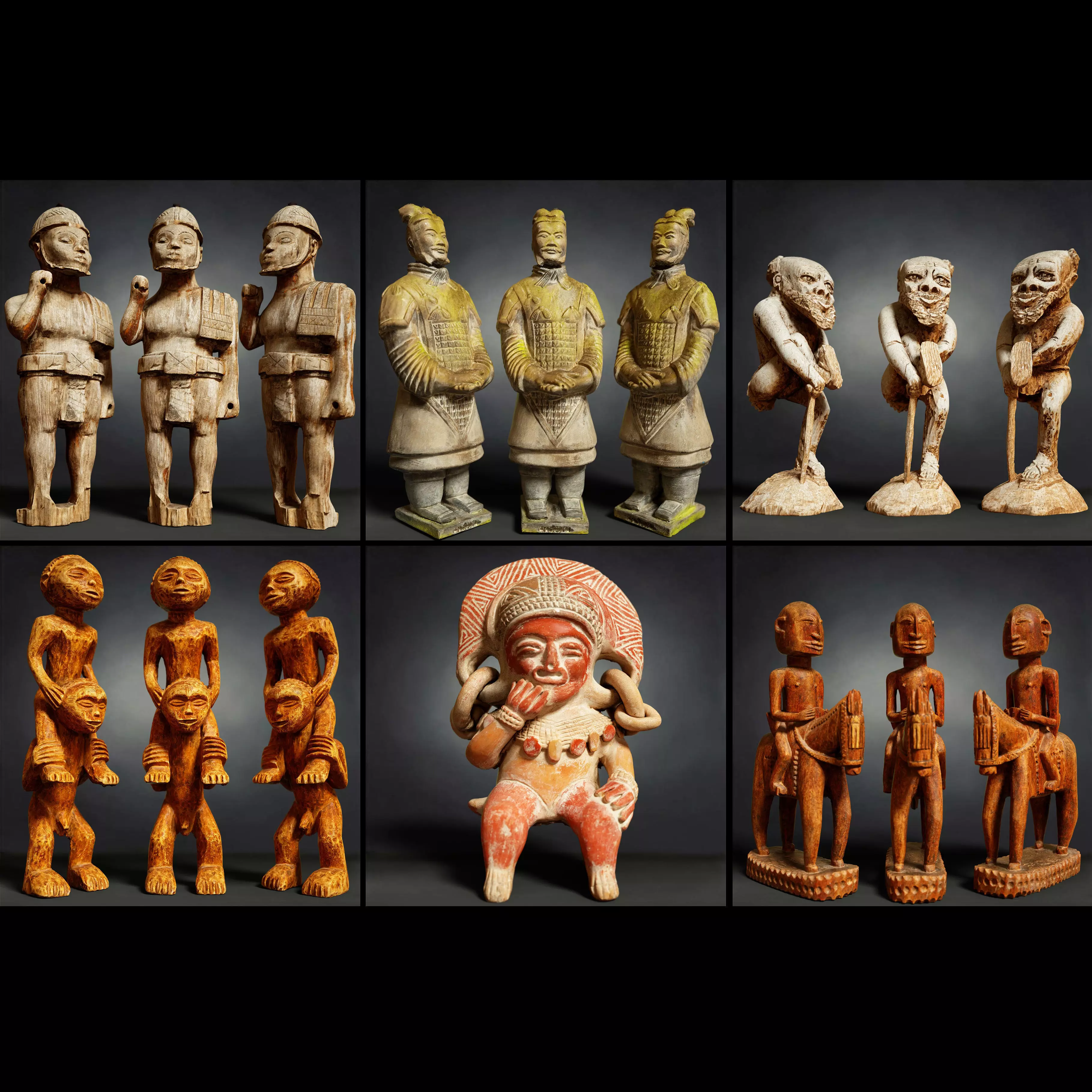 6 Statues Collection mexican figurine Low-poly 3D model_0