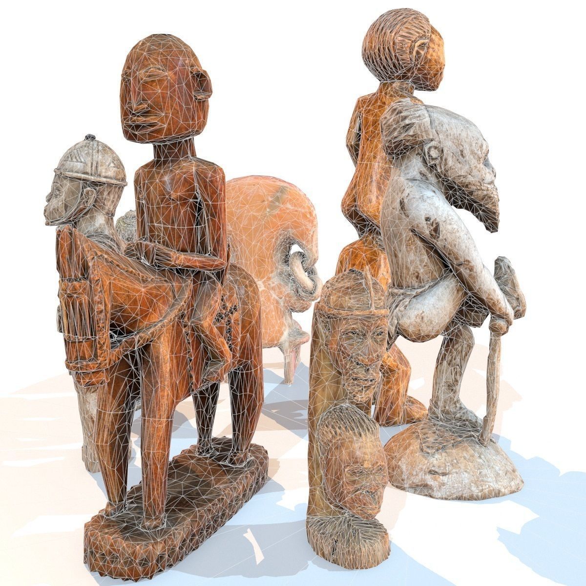 6 Statues Collection mexican figurine Low-poly 3D model_13